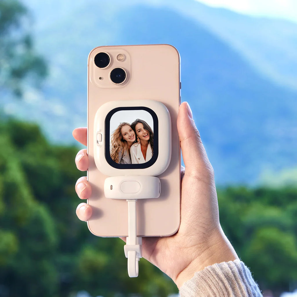SelfieSight : Mini Vlogging Selfie Display for iPhone – Wired Rear Camera Monitor with Bluetooth Remote